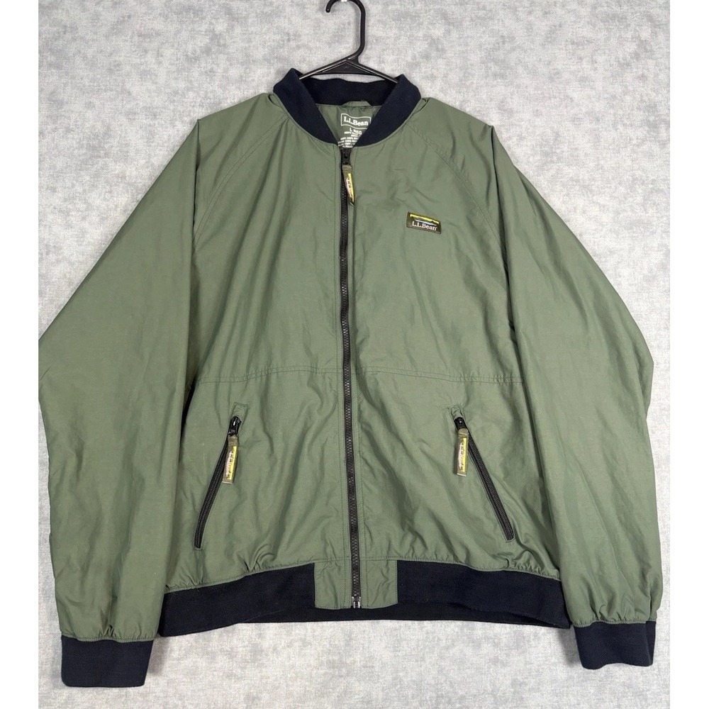 LL Bean Jacket Mens Large Green 3-Season Bomber Fleece Lined Outdoor Gorpcore